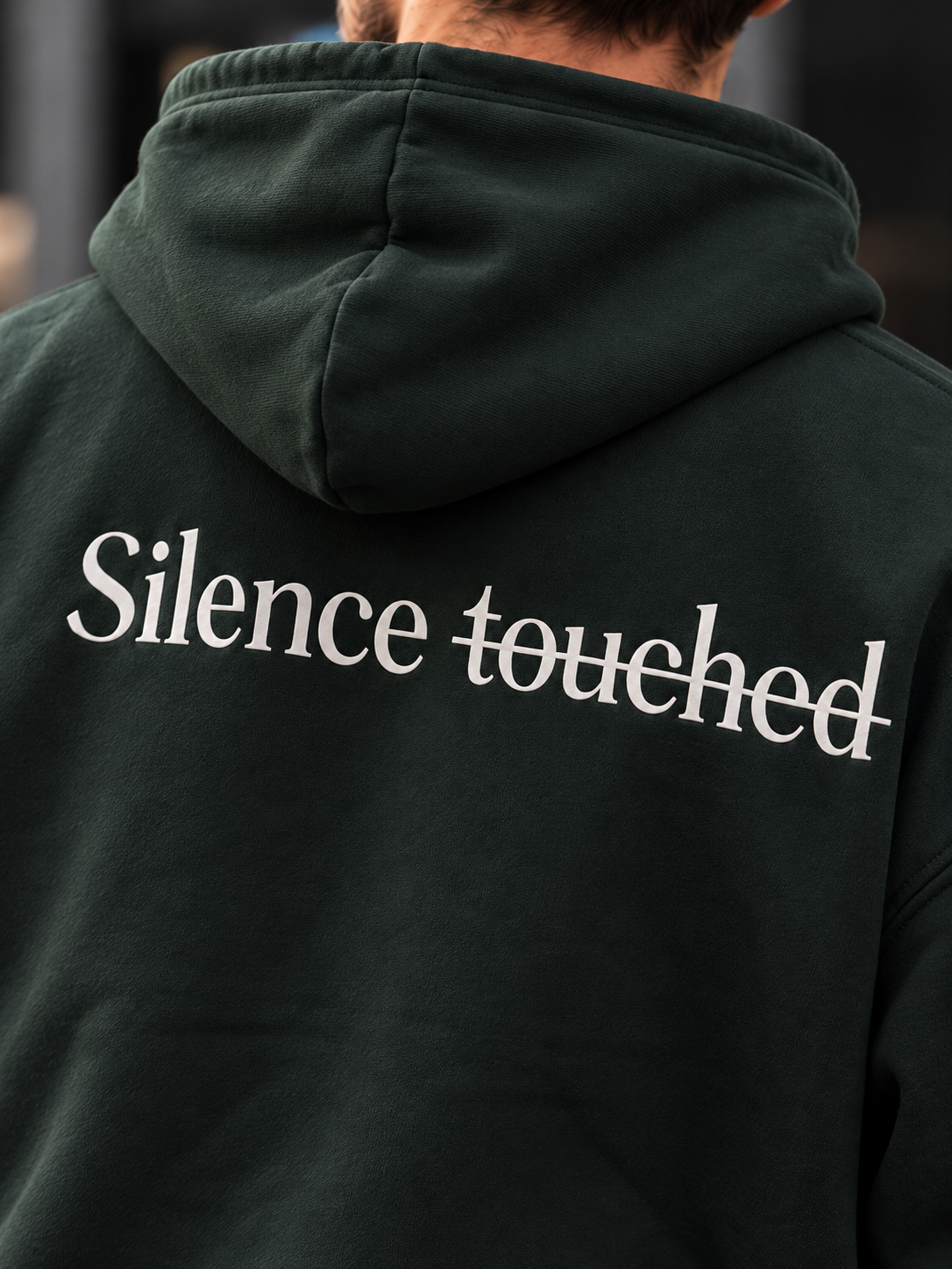 Dark Green Silence Graphic Hoodie 3