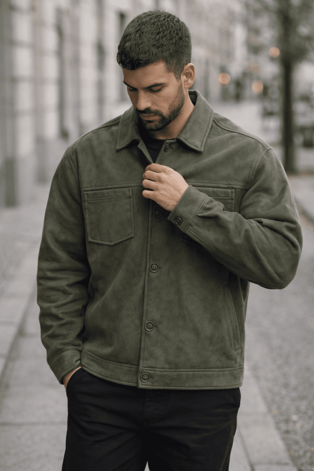 Velour Heritage Jacket – Olive Green gallery.thumbnail 1