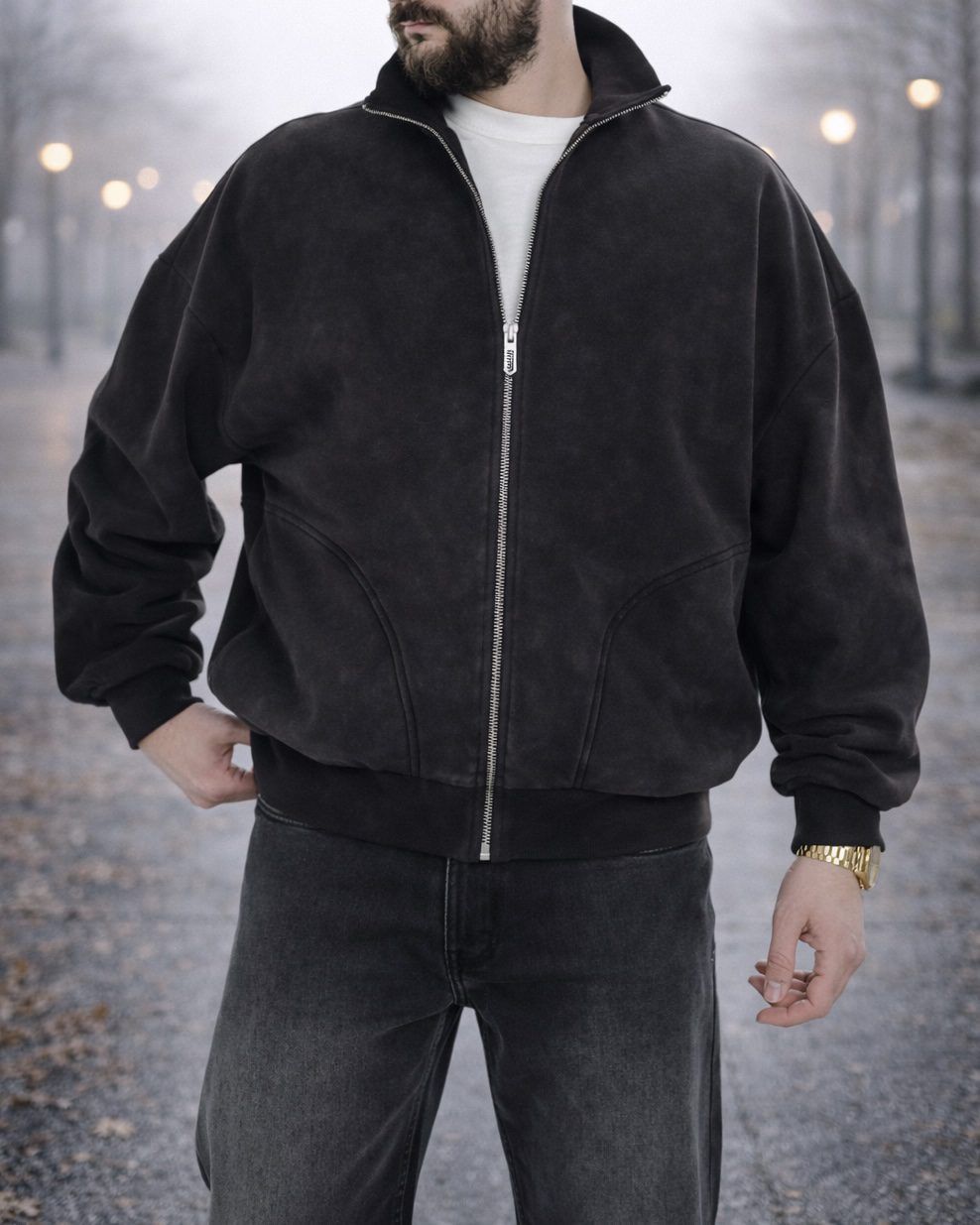 FULL ZIP SWEAT JACKET – DARK GREY 1