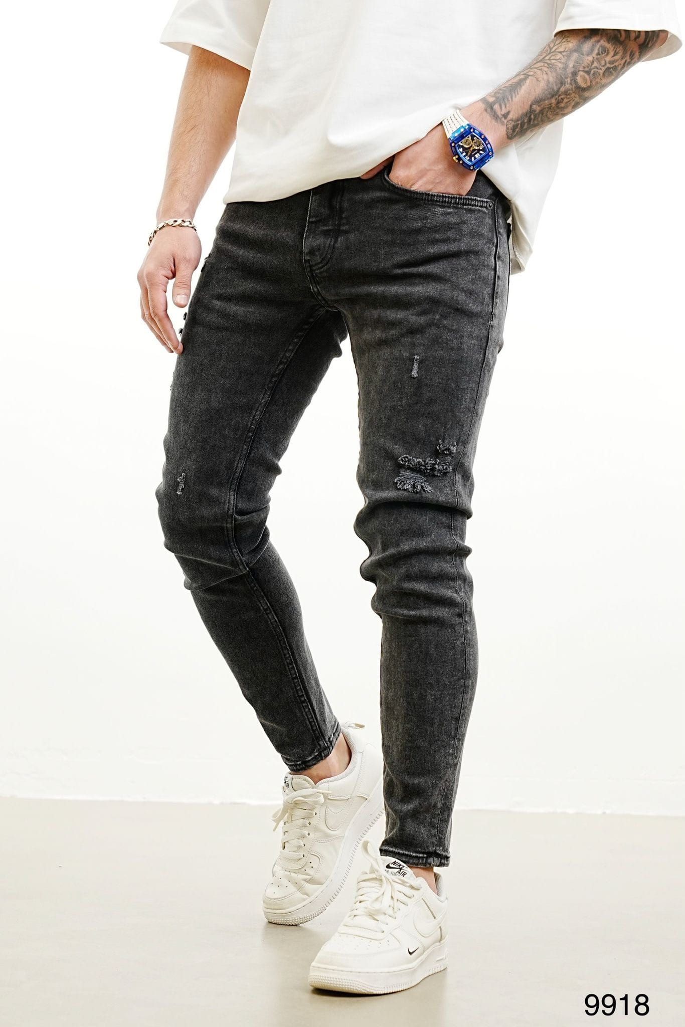 Washed Black Distressed Skinny Jeans – 9758 gallery.thumbnail 2