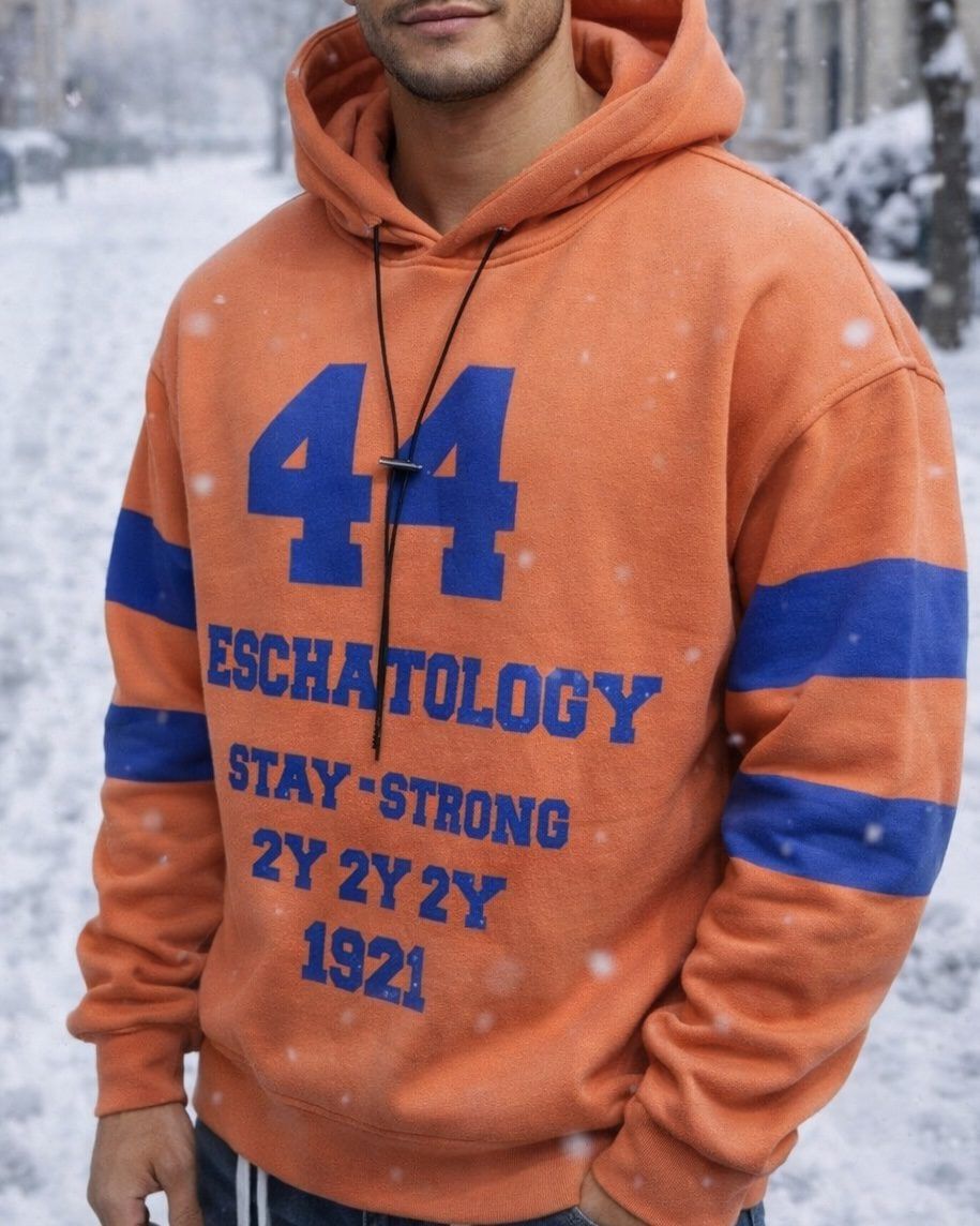 Oversized Silhouette Hoodie – Orange & Blue 1