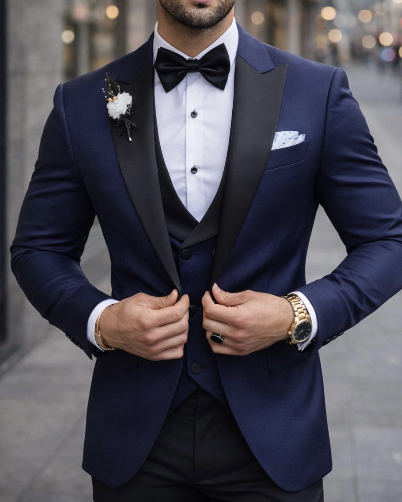 Navy Blue Tuxedo – Luxury Formal Edition gallery.thumbnail 2