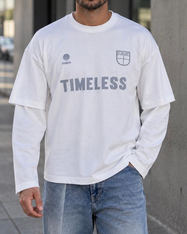LAYERED GRAPHIC LONG-SLEEVE T-SHIRT – WHITE 