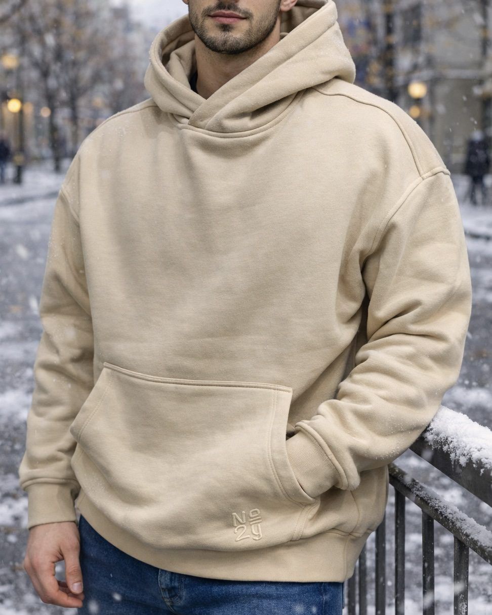 Oversized Silhouette Hoodie – Beige 1