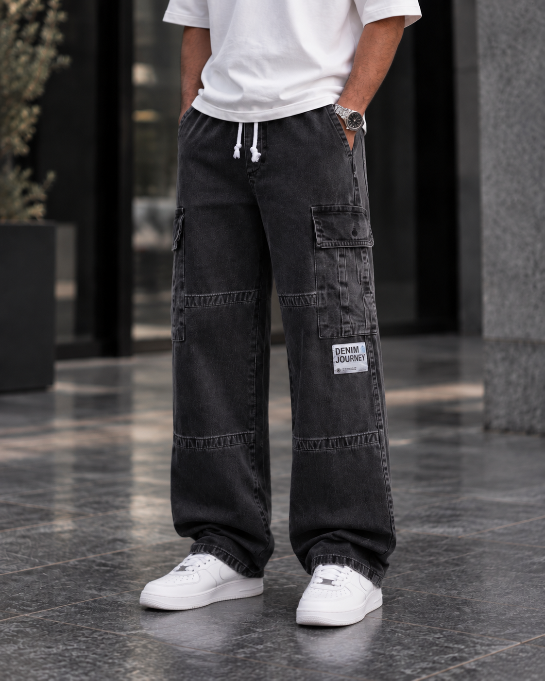 Black Washed Cargo Jeans gallery.thumbnail 2