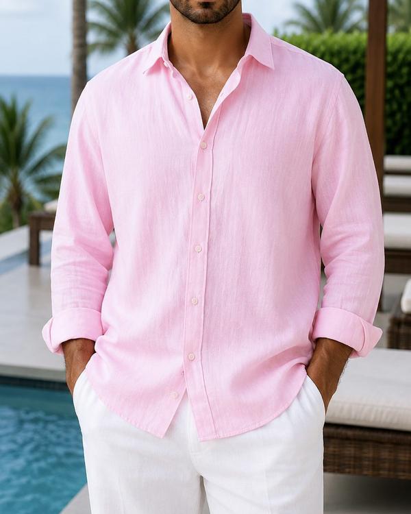 Baby Pink Linen Blend Shirt