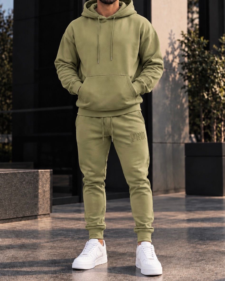 Sage Green Premium Hoodie Tracksuit Set 1