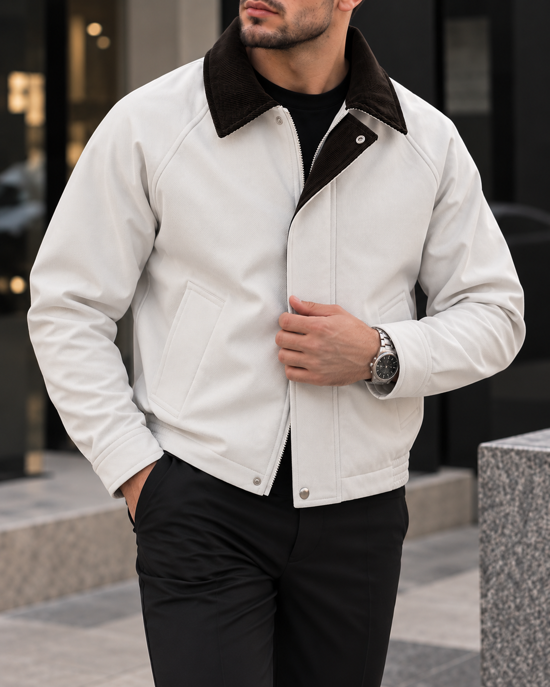 Ice Grey Corduroy Collar Jacket gallery.thumbnail 2