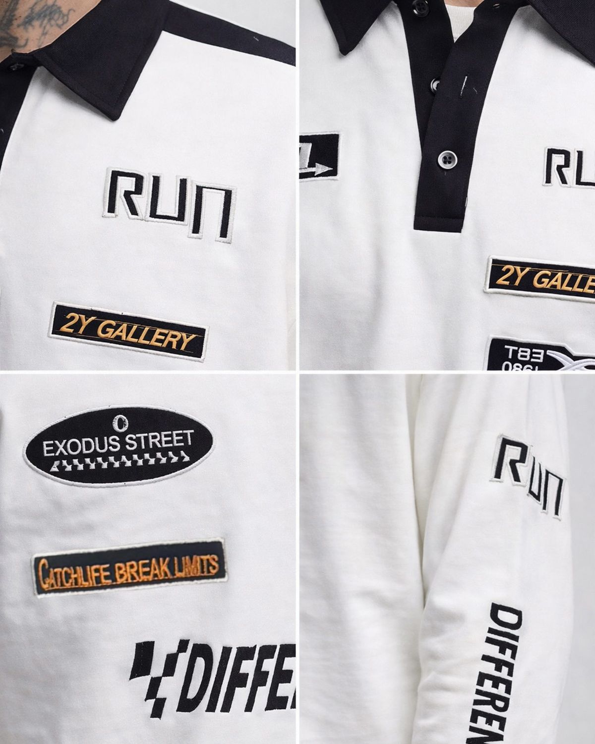 Difference Graphic Polo Sweatshirt – WHITE 3