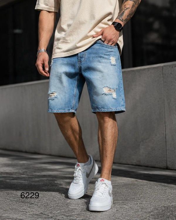 Distressed Light Wash Denim Shorts