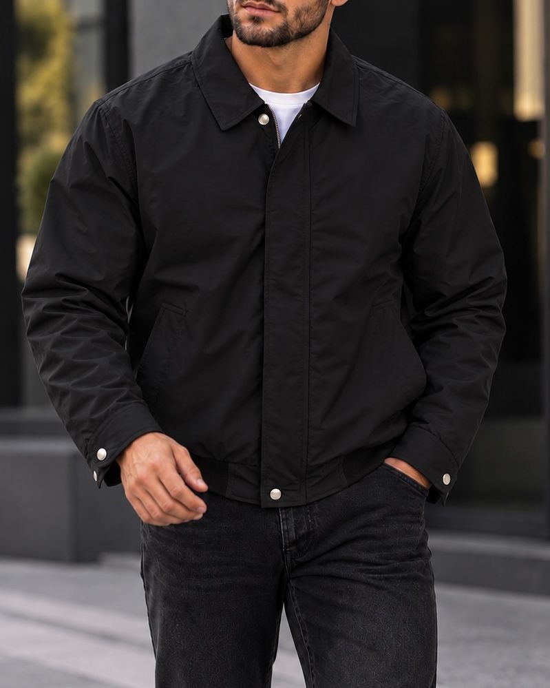 Black Lightweight Snap Jacket gallery.thumbnail 2
