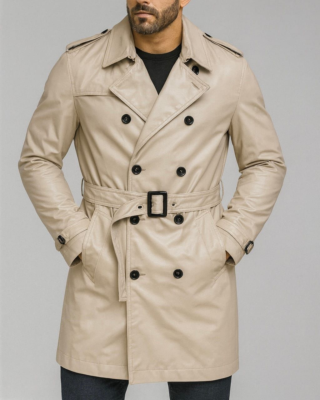 LEATHER TRENCH COAT – BEIGE gallery.thumbnail 1