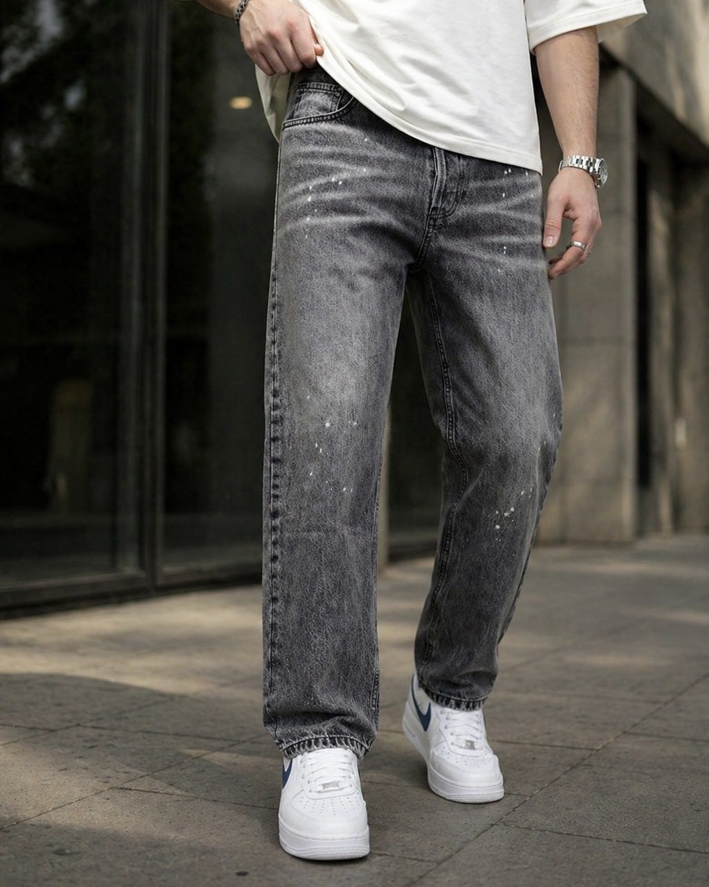 Relaxed Denim Jeans – Washed Grey gallery.thumbnail 2