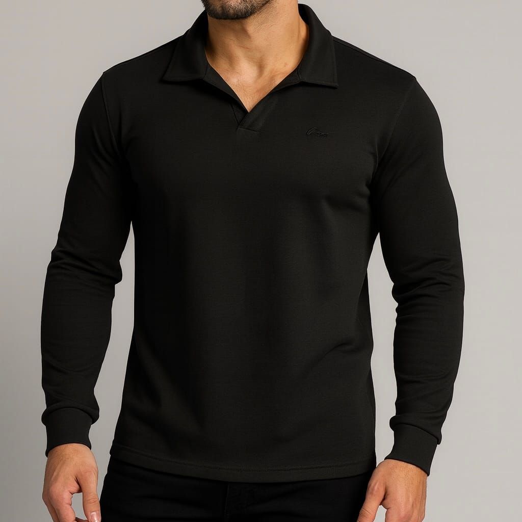 Black Long Sleeve Polo gallery.thumbnail 1