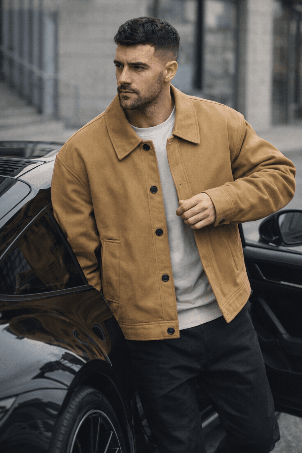 Refined Velour Jacket – Camel gallery.thumbnail 2