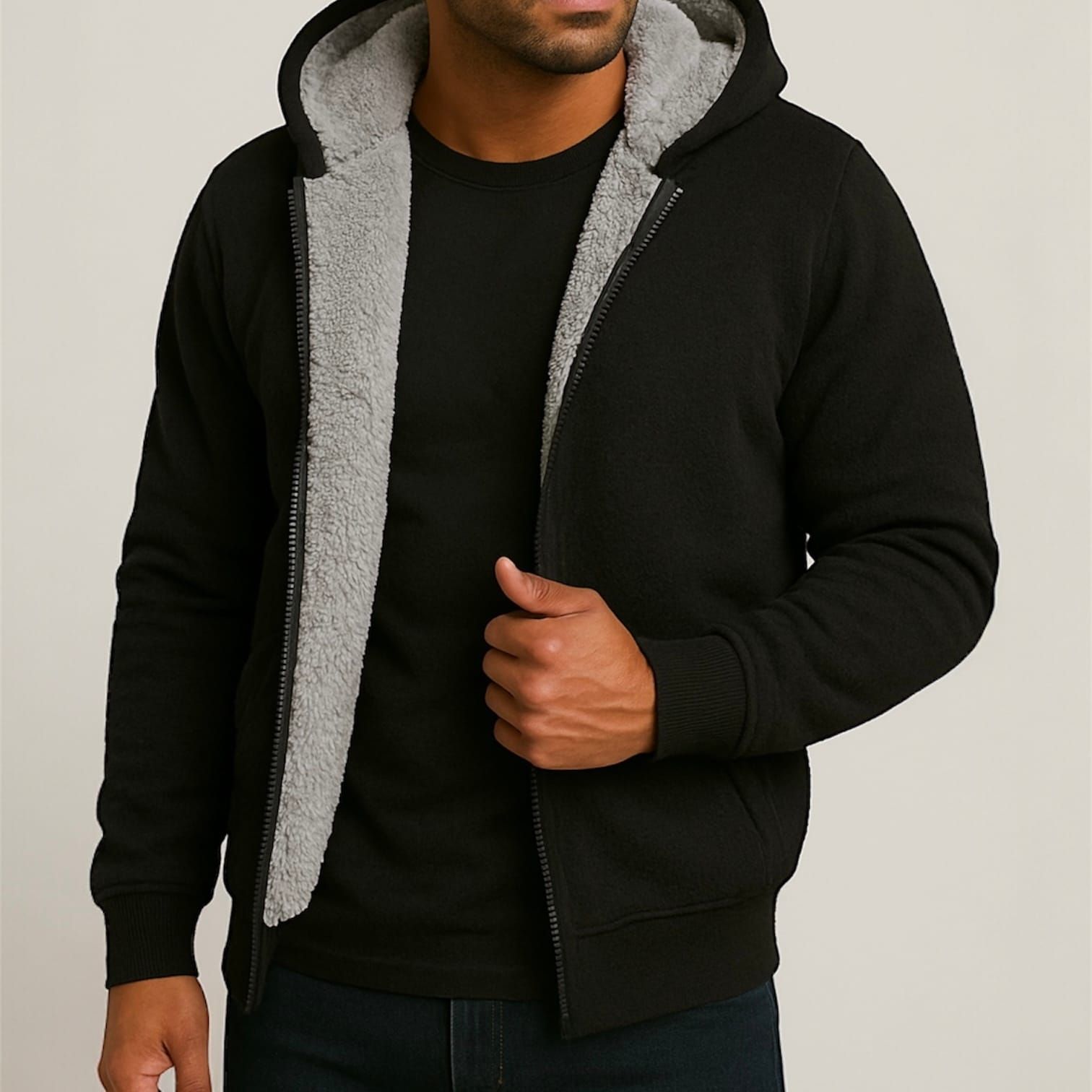 Midnight Black Thermal Hoodie gallery.thumbnail 1