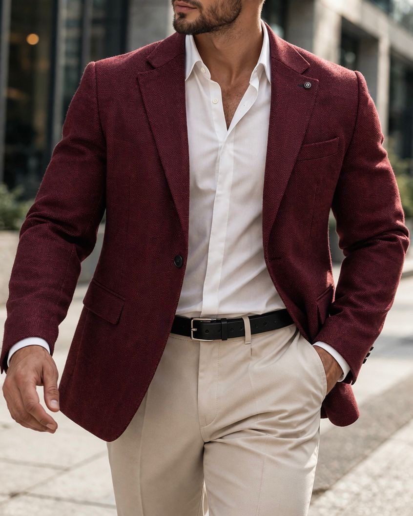 Tailored Statement Blazer – Burgundy 1