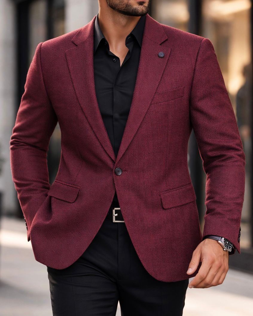 Tailored Statement Blazer – Burgundy gallery.thumbnail 2
