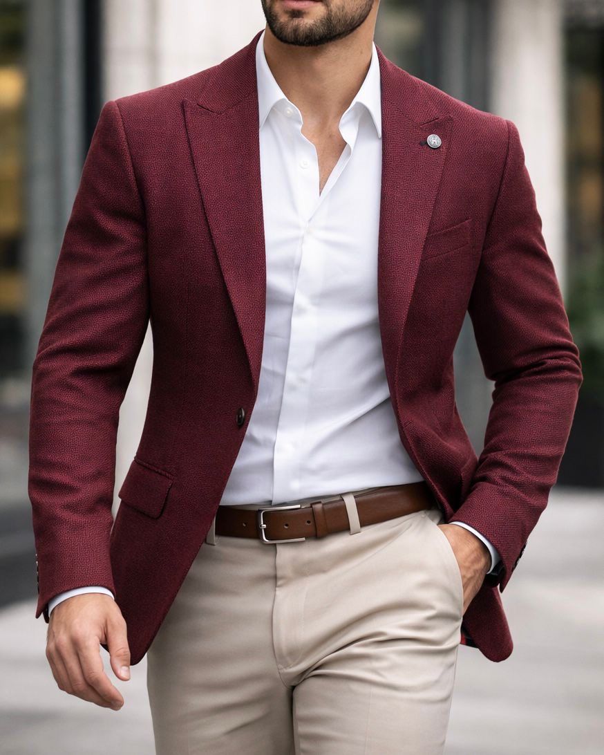 Tailored Statement Blazer – Burgundy gallery.thumbnail 4