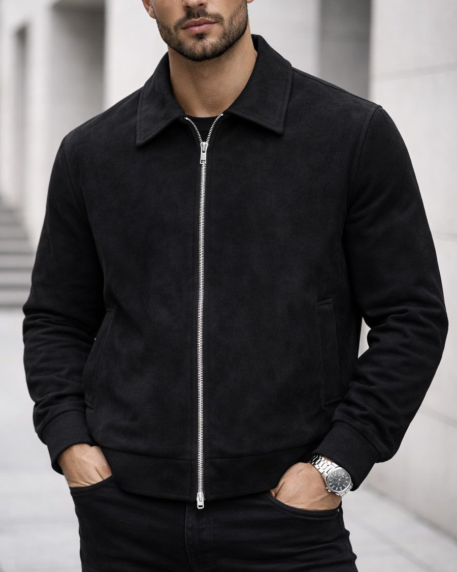Suede Style Jacket – Black gallery.thumbnail 2