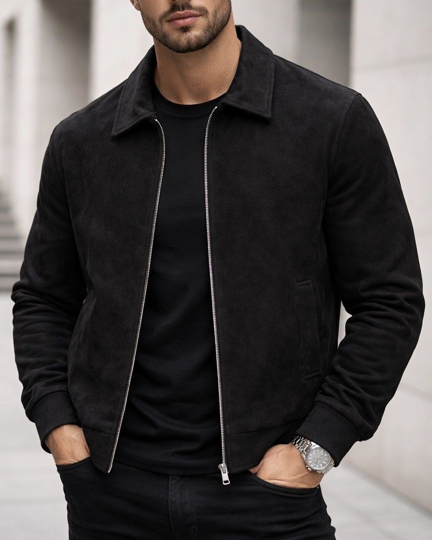 Suede Style Jacket – Black gallery.thumbnail 3