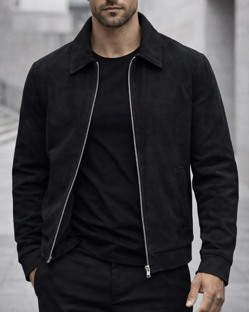 Suede Style Jacket – Black gallery.thumbnail 4