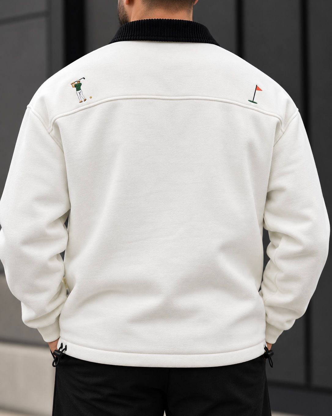 White Graphic Half-Zip Sweatshirt gallery.thumbnail 2