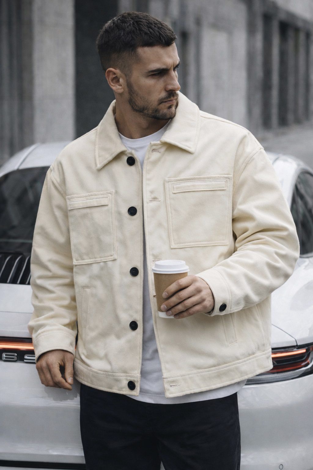 Essential Velour Jacket – Cream gallery.thumbnail 1