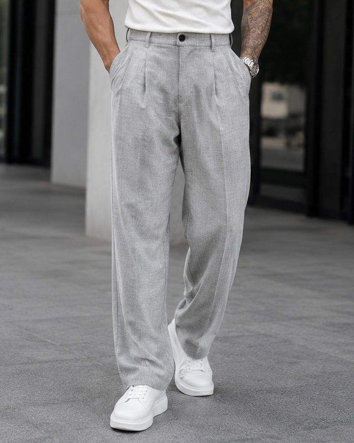 Double-Breasted Relaxed Suit – Light Grey gallery.thumbnail 4