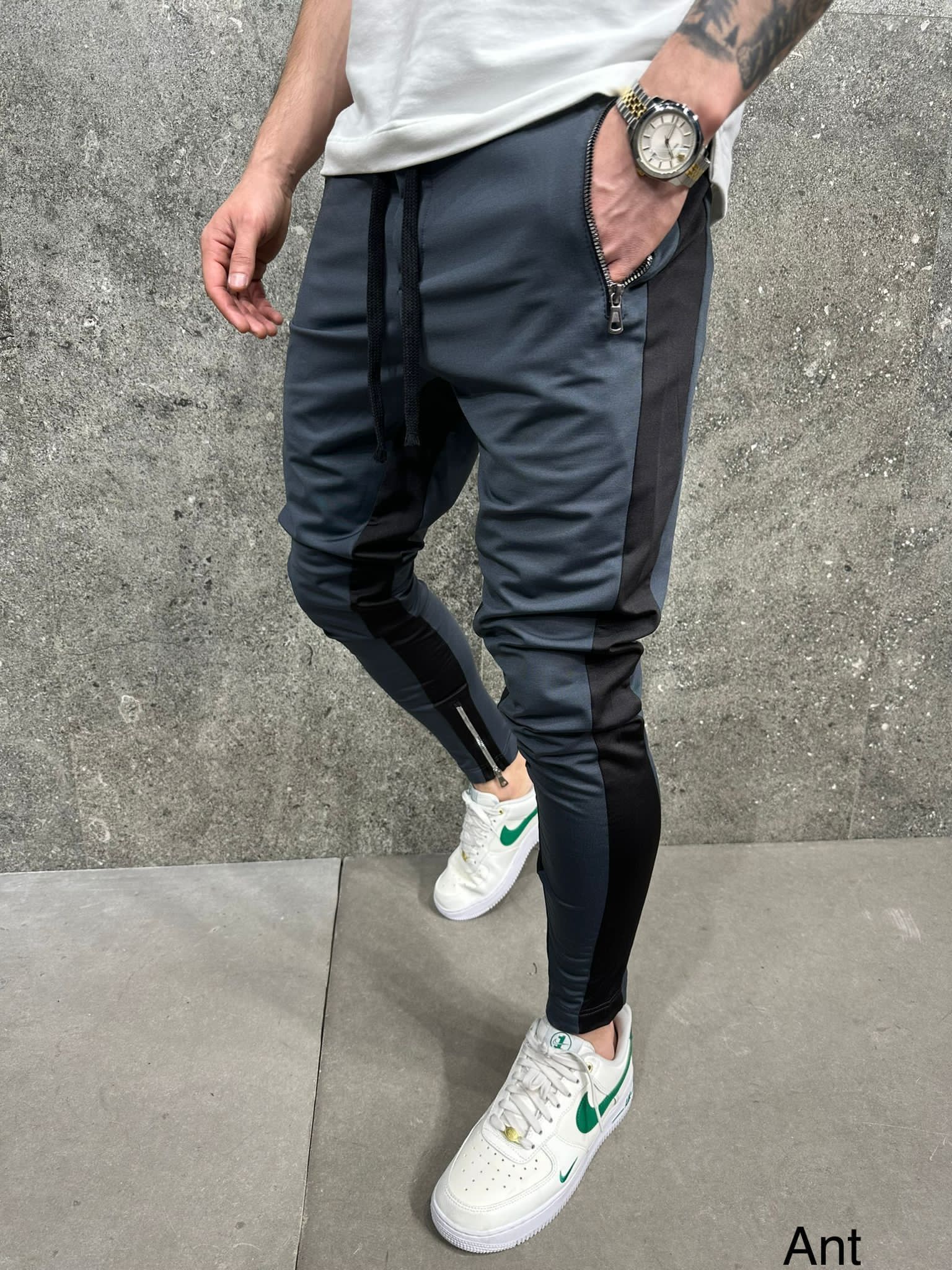 Dark Grey Side Panel Zip Joggers gallery.thumbnail 2