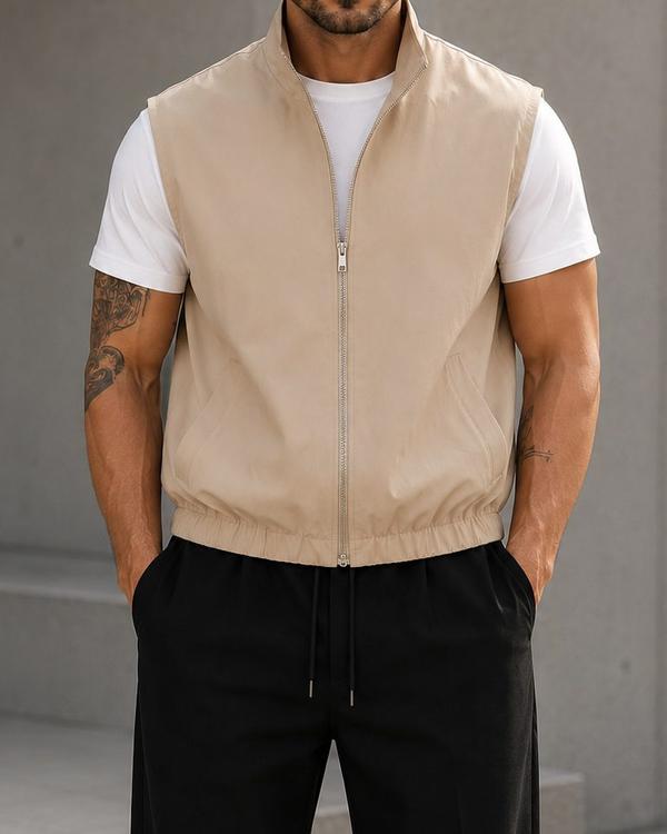 Lightweight Zip Vest - Beige