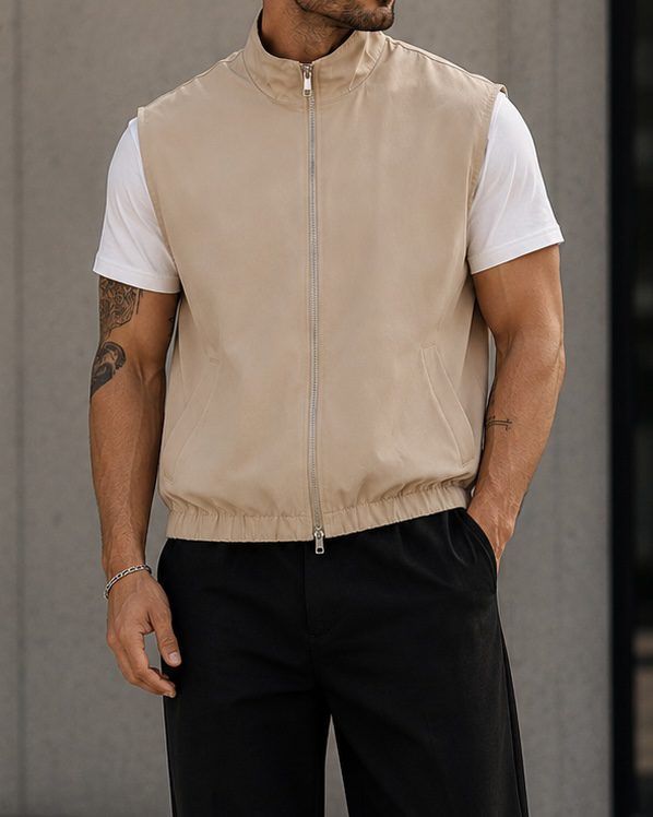Lightweight Zip Vest - Beige gallery.thumbnail 5