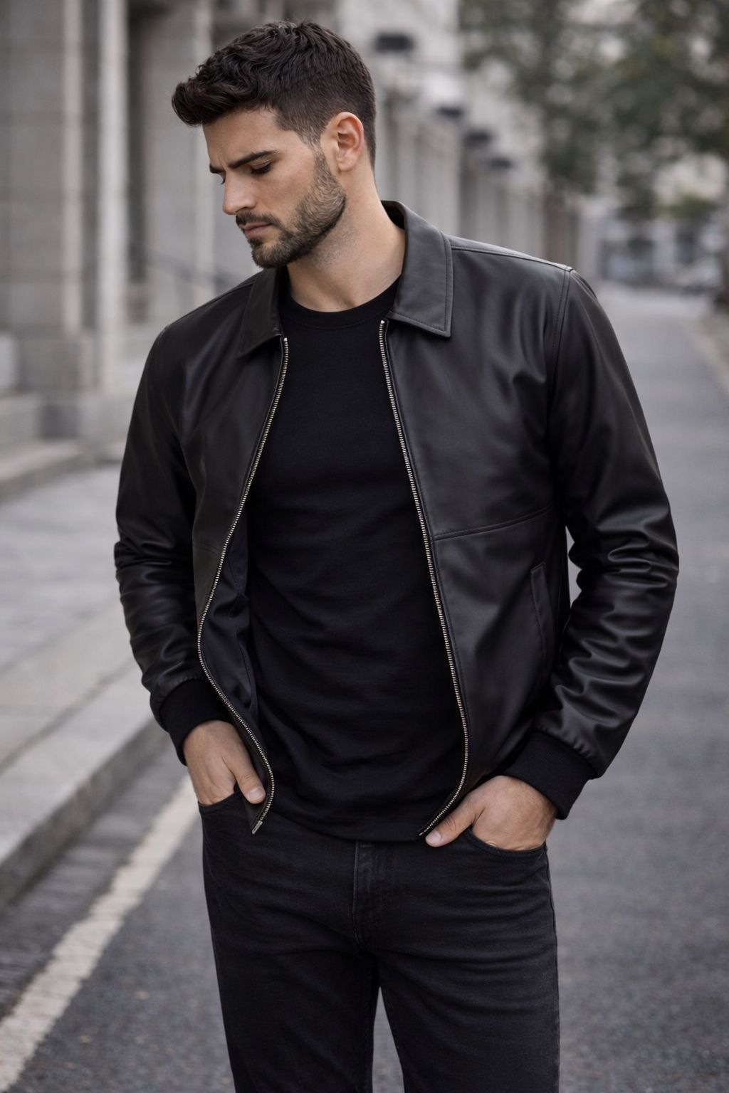 Classic Leather Jacket – Black gallery.thumbnail 2