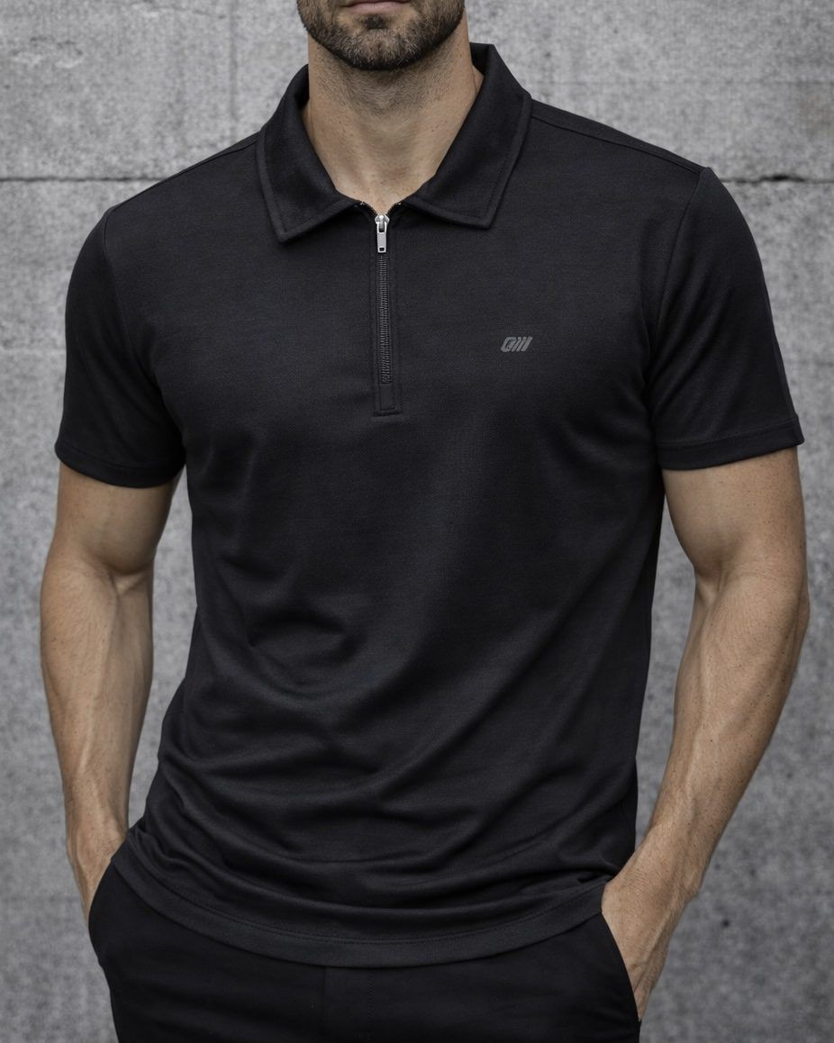 Black Zip Polo Shirt gallery.thumbnail 1