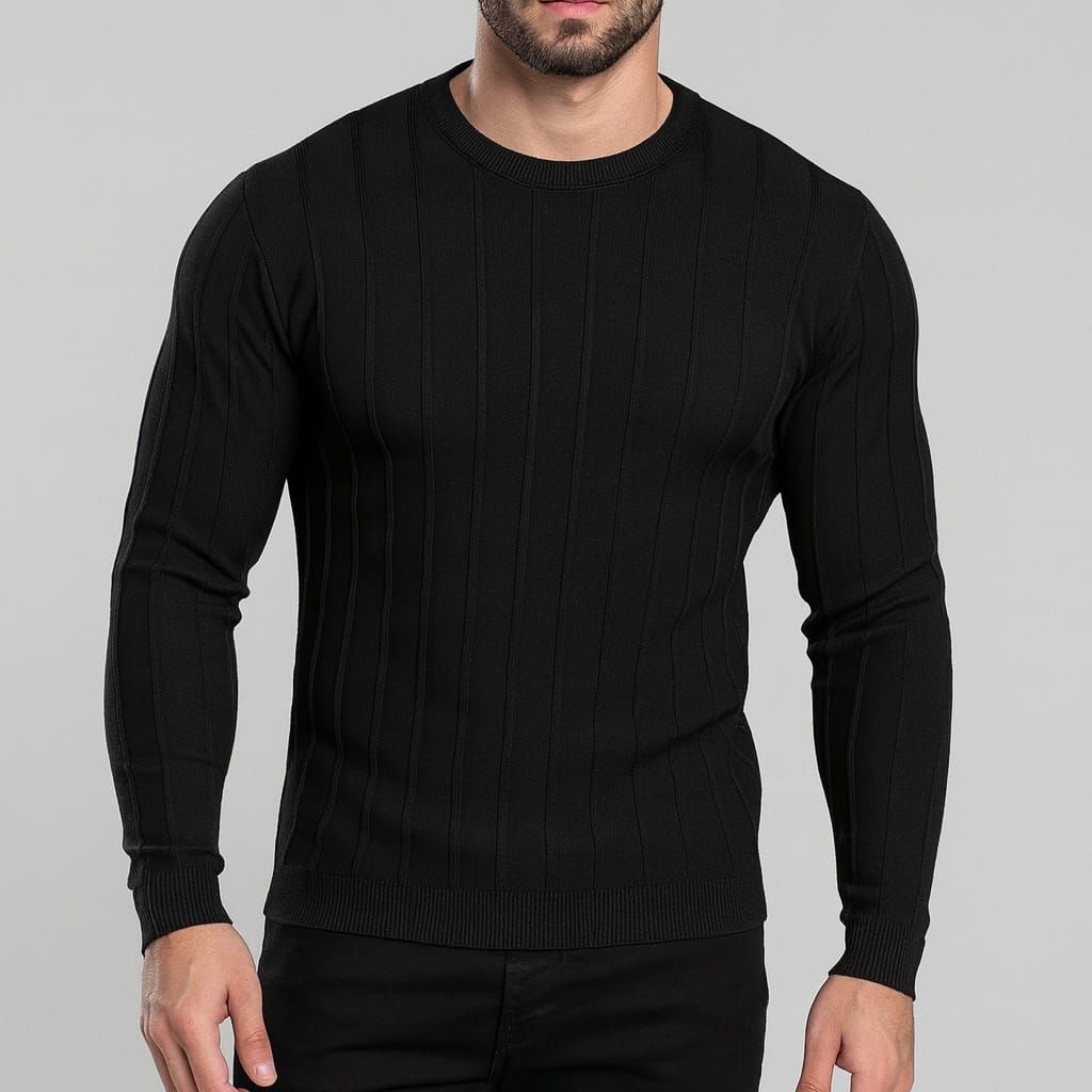 Black Ribbed Knit Sweater gallery.thumbnail 1