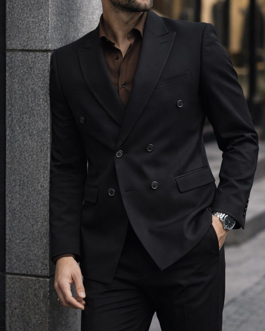 Executive Black Double-Breasted Blazer gallery.thumbnail 2
