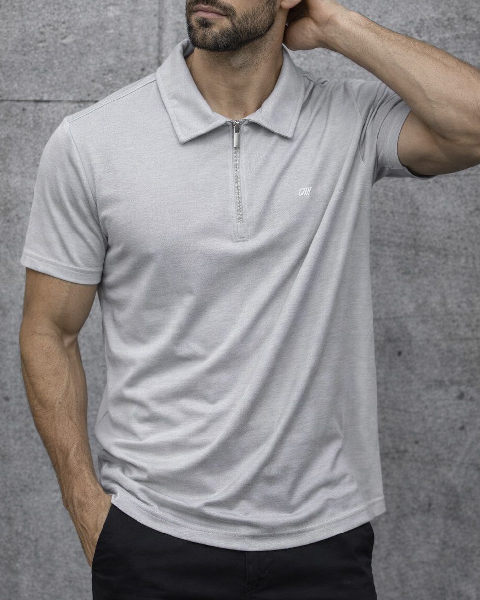 Light Grey Zip Polo Shirt gallery.thumbnail 2