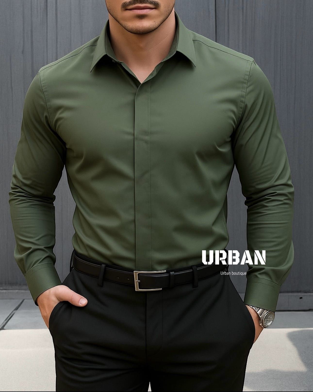 Olive Green Long Sleeve Shirt gallery.thumbnail 1