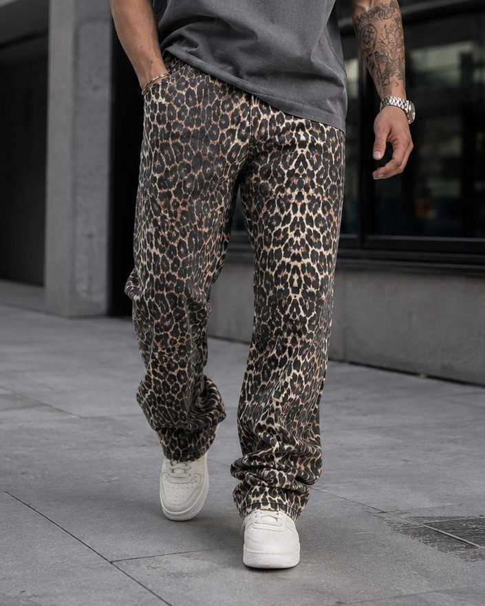 Leopard Print Wide Leg Jeans gallery.thumbnail 2