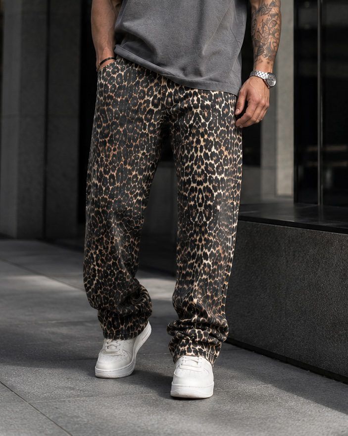 Leopard Print Wide Leg Jeans gallery.thumbnail 4