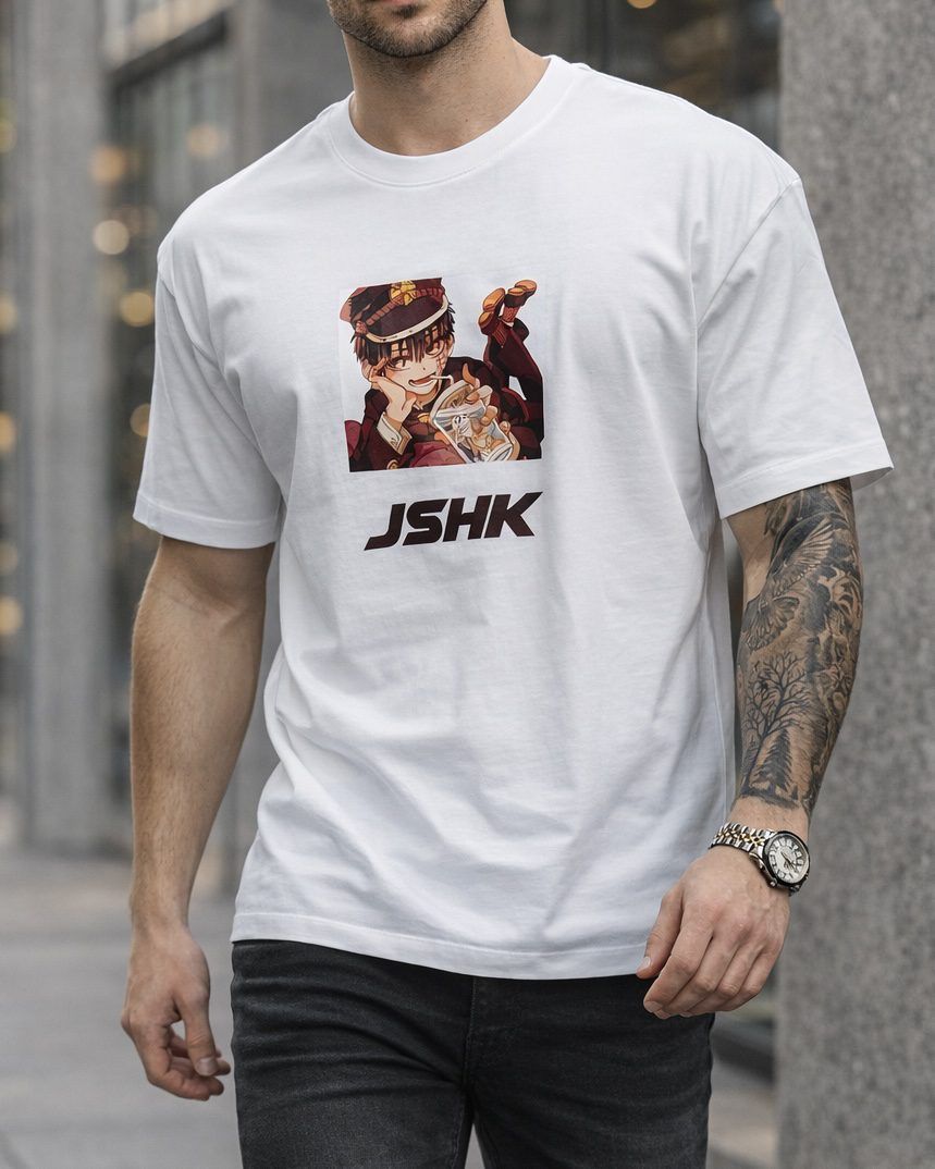 Oversized Anime Graphic T-Shirt – JSHK Edition White gallery.thumbnail 1