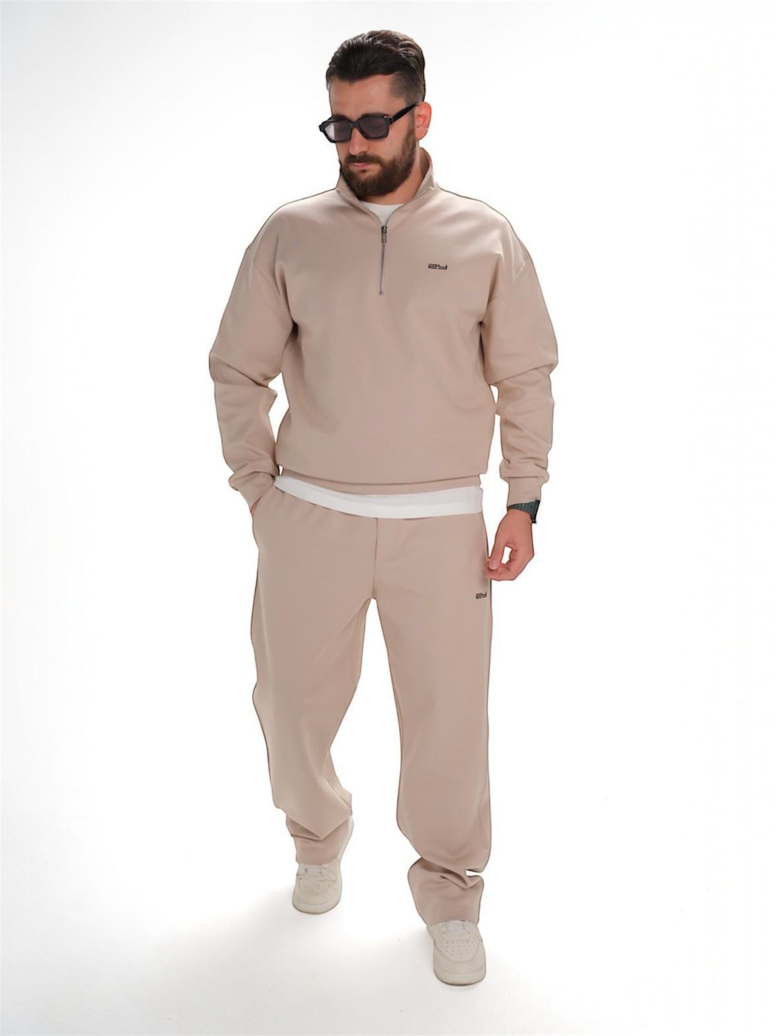 ESSENTIAL 1/4 ZIP TRACKSUIT SET – BEIGE gallery.thumbnail 1