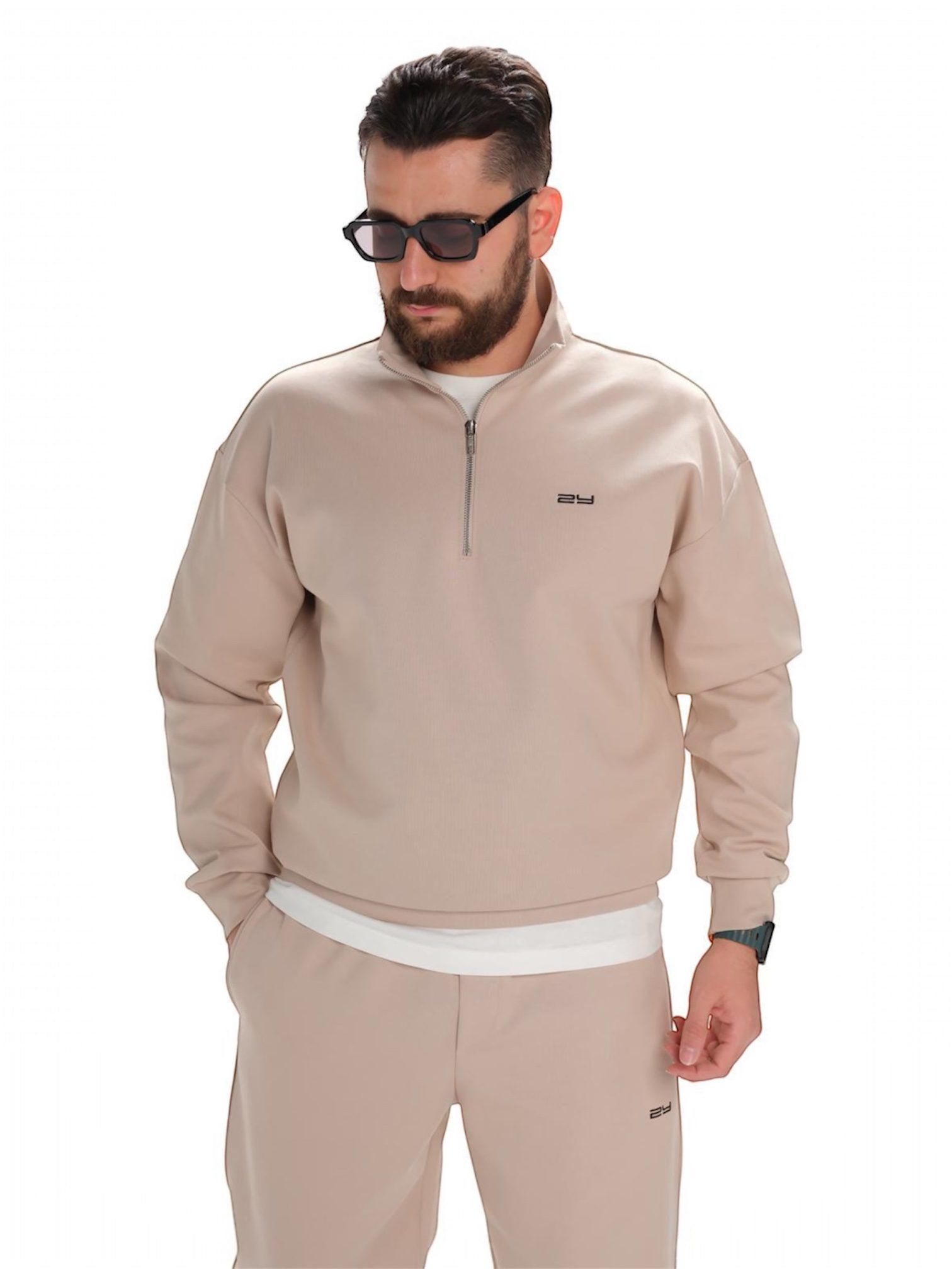 ESSENTIAL 1/4 ZIP TRACKSUIT SET – BEIGE gallery.thumbnail 2