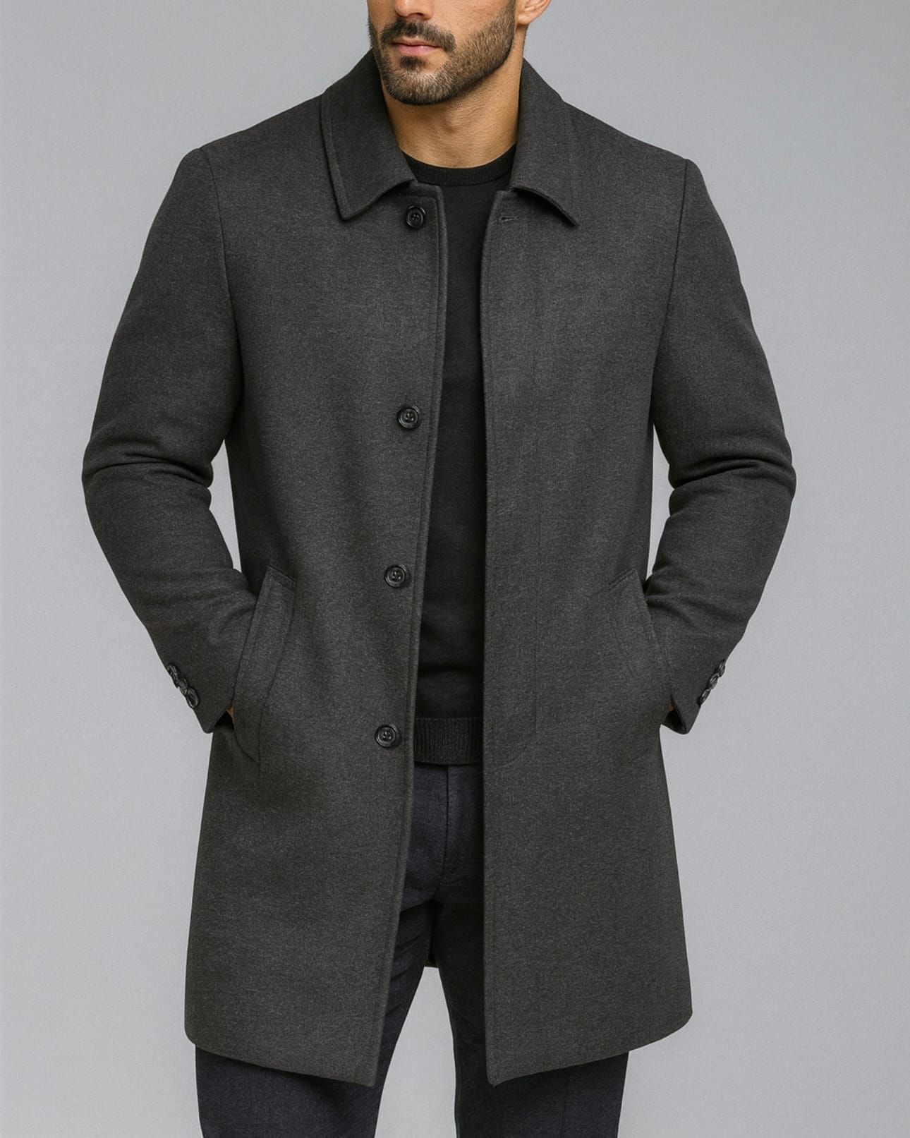 CLASSIC WOOL OVERCOAT – DARK GREY gallery.thumbnail 1