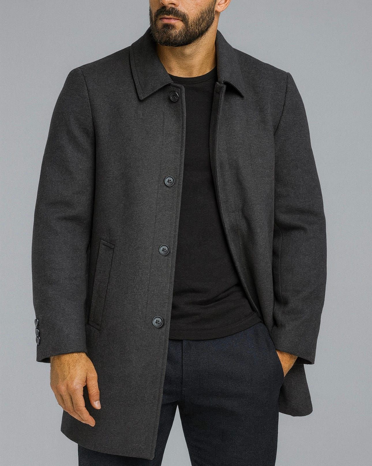 CLASSIC WOOL OVERCOAT – DARK GREY gallery.thumbnail 2