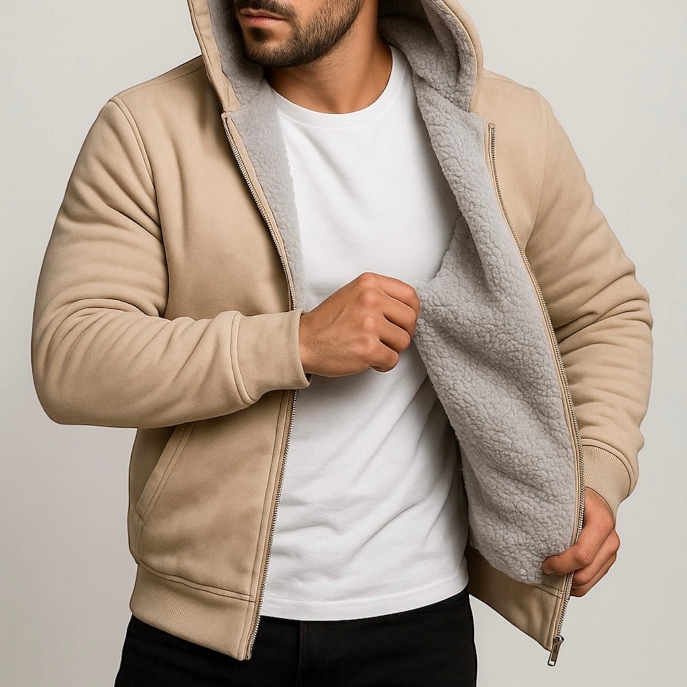Sand Beige Thermal Hoodie gallery.thumbnail 1