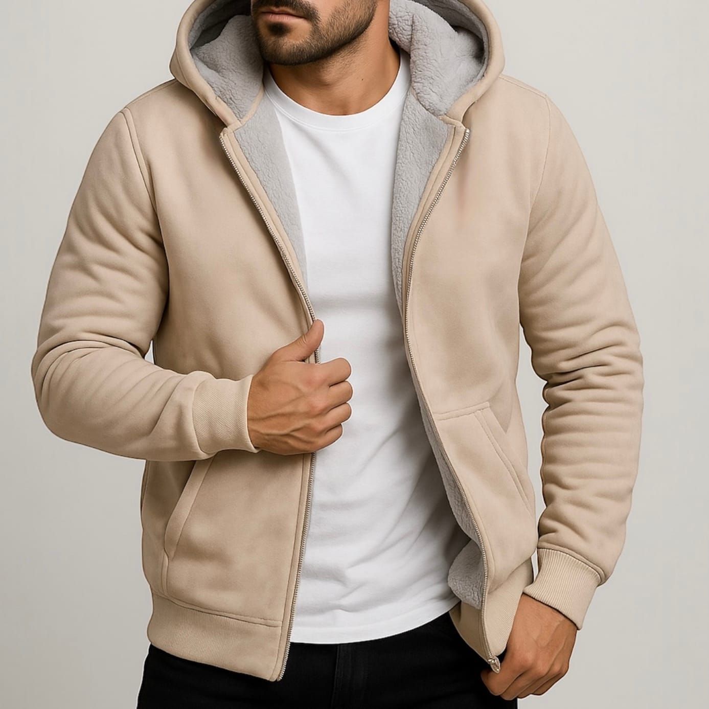 Sand Beige Thermal Hoodie gallery.thumbnail 2