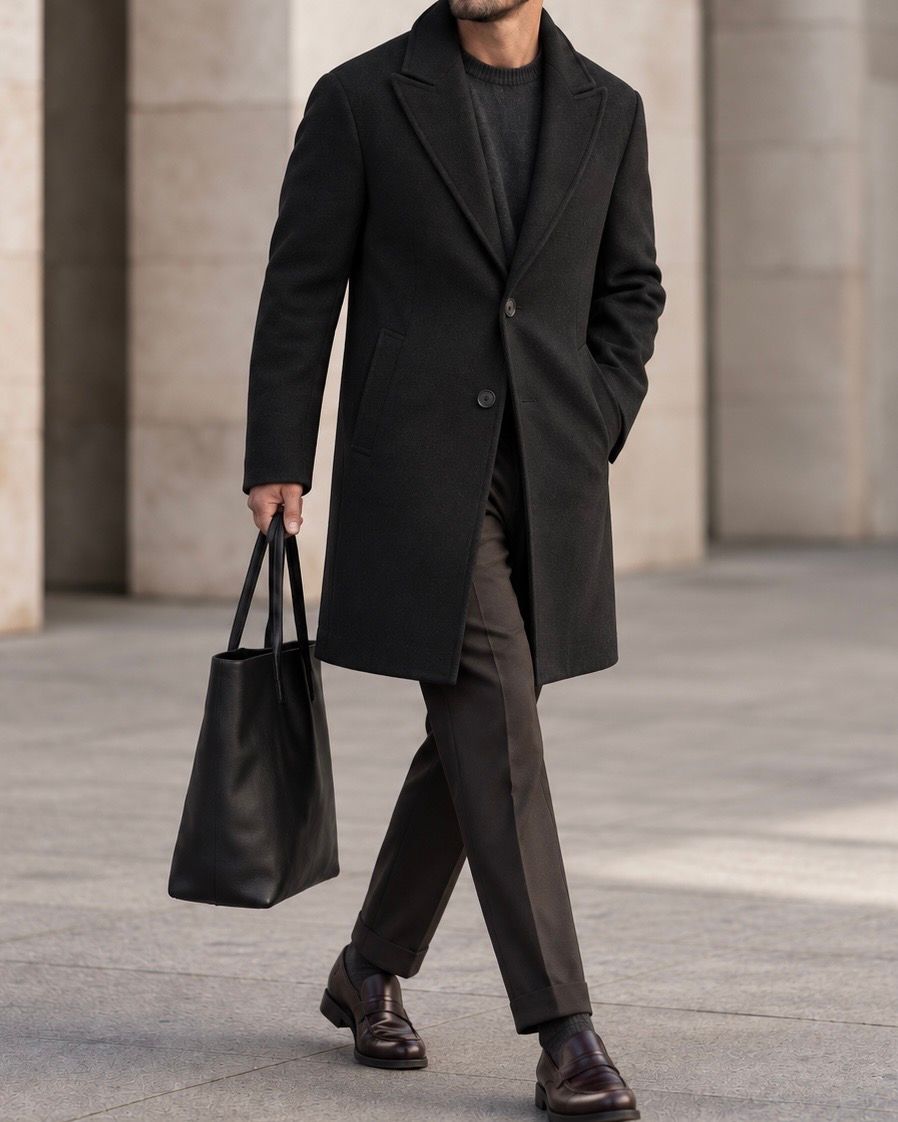 Black Single-Breasted Tailored Coat gallery.thumbnail 2