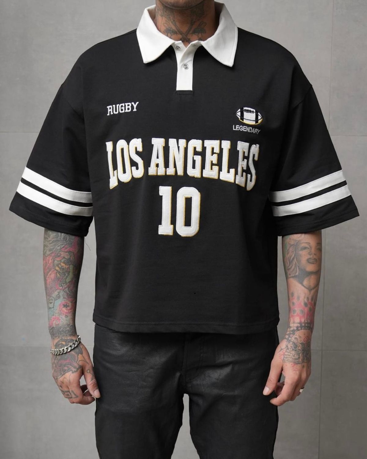 Los Angeles Rugby Polo Shirt – Black 1