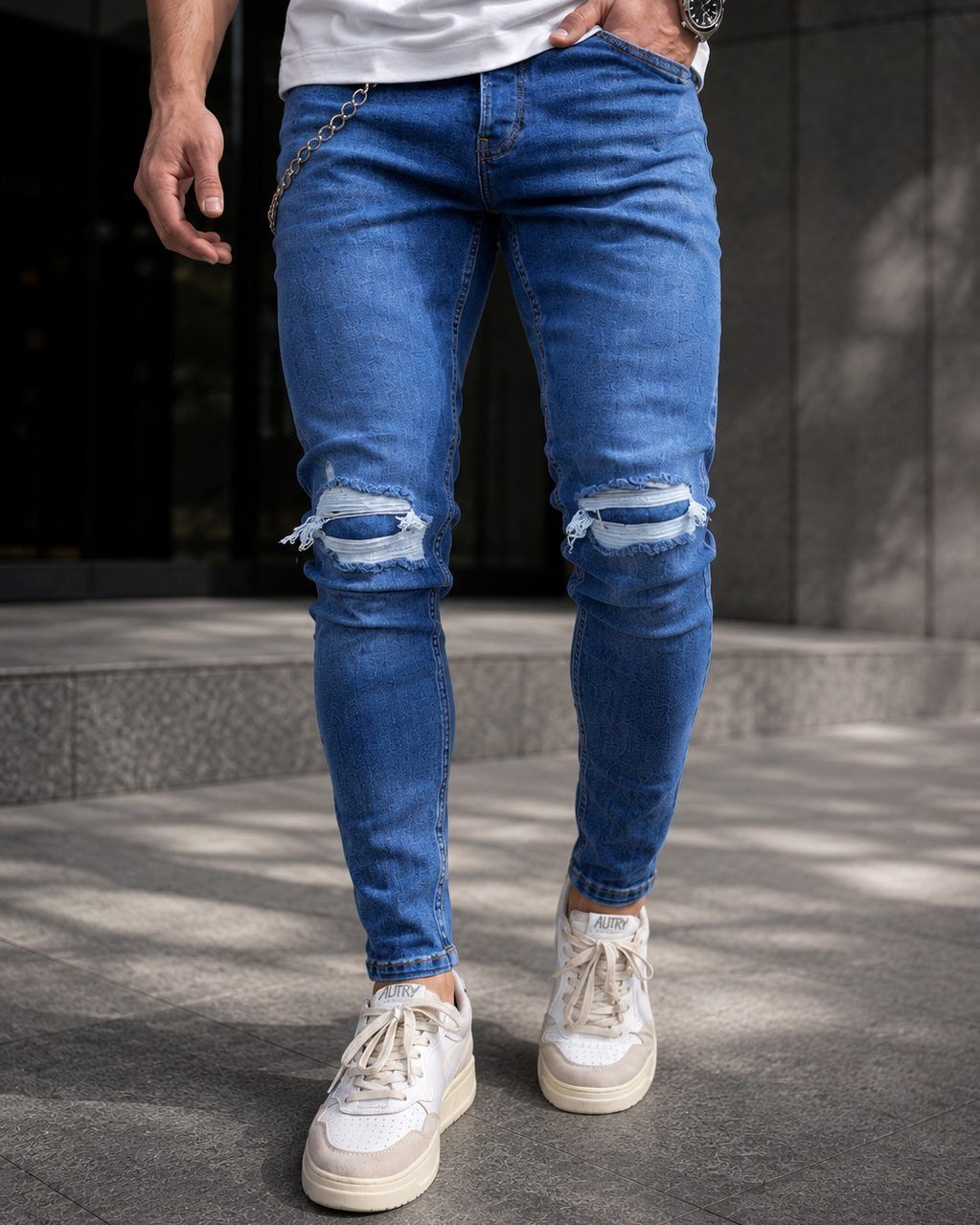Distressed Skinny Jeans – Blue 1